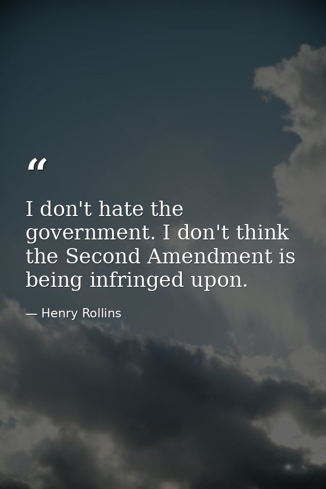 I don't hate the government. I don't think the Second Amendment is being infringed upon. — Henry Rollins