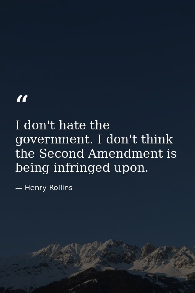 I don't hate the government. I don't think the Second Amendment is being infringed upon. — Henry Rollins