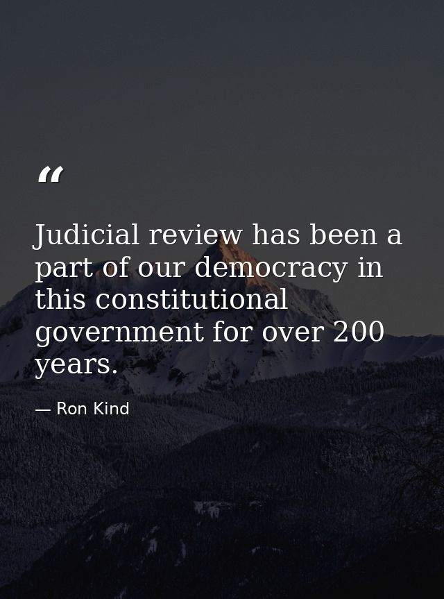 Judicial review has been a part of our democracy in this constitutional government for over 200 years. — Ron Kind