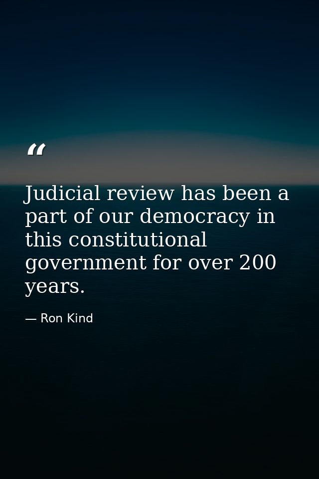 Judicial review has been a part of our democracy in this constitutional government for over 200 years. — Ron Kind