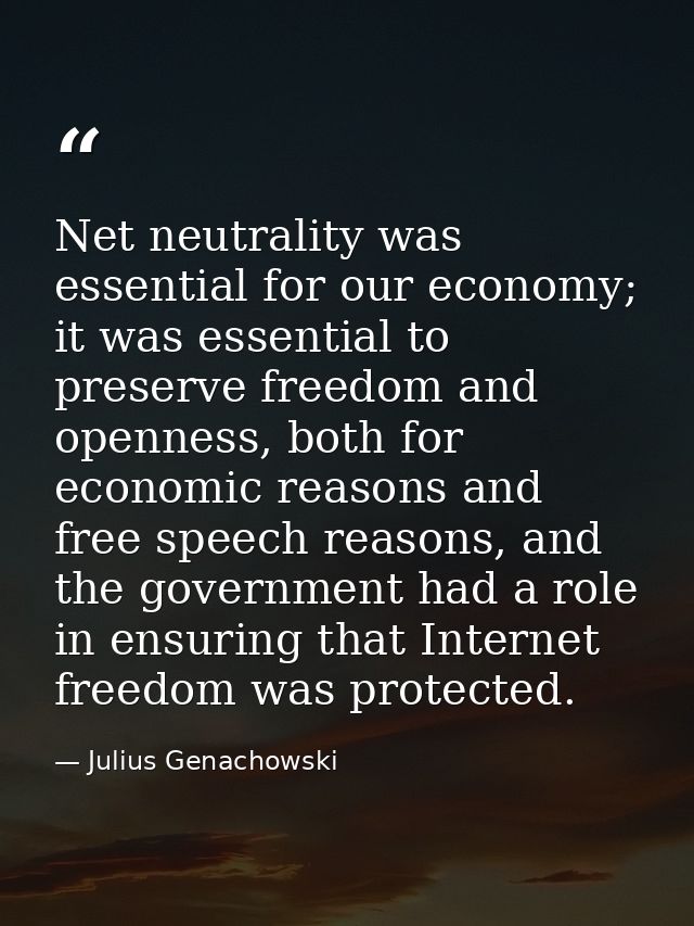Net neutrality was essential for our economy; it was essential to preserve freedom and openness, both for economic reaso — Julius Genachowski
