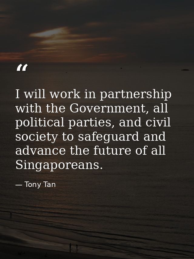 I will work in partnership with the Government, all political parties, and civil society to safeguard and advance the fu — Tony Tan