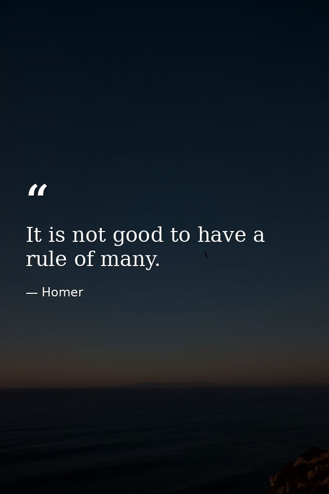 It is not good to have a rule of many. — Homer