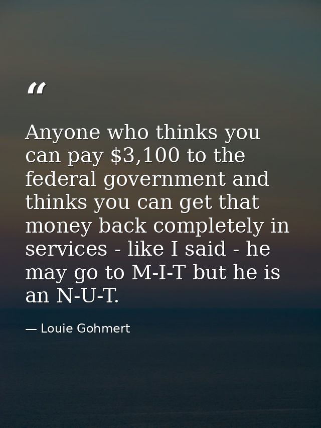 Anyone who thinks you can pay $3,100 to the federal government and thinks you can get that money back completely in serv — Louie Gohmert