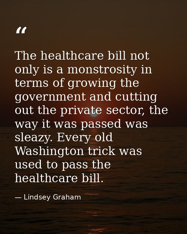 The healthcare bill not only is a monstrosity in terms of growing the government and cutting out the private sector, the — Lindsey Graham