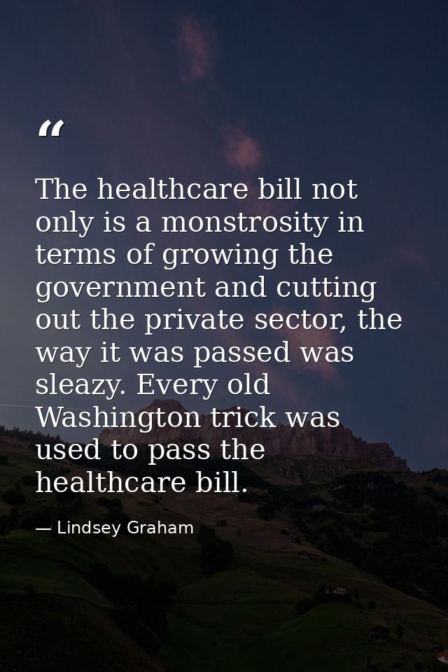 The healthcare bill not only is a monstrosity in terms of growing the government and cutting out the private sector, the — Lindsey Graham