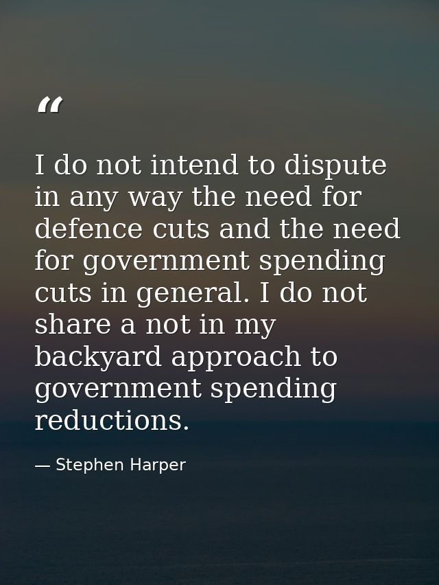 I do not intend to dispute in any way the need for defence cuts and the need for government spending cuts in general. I  — Stephen Harper