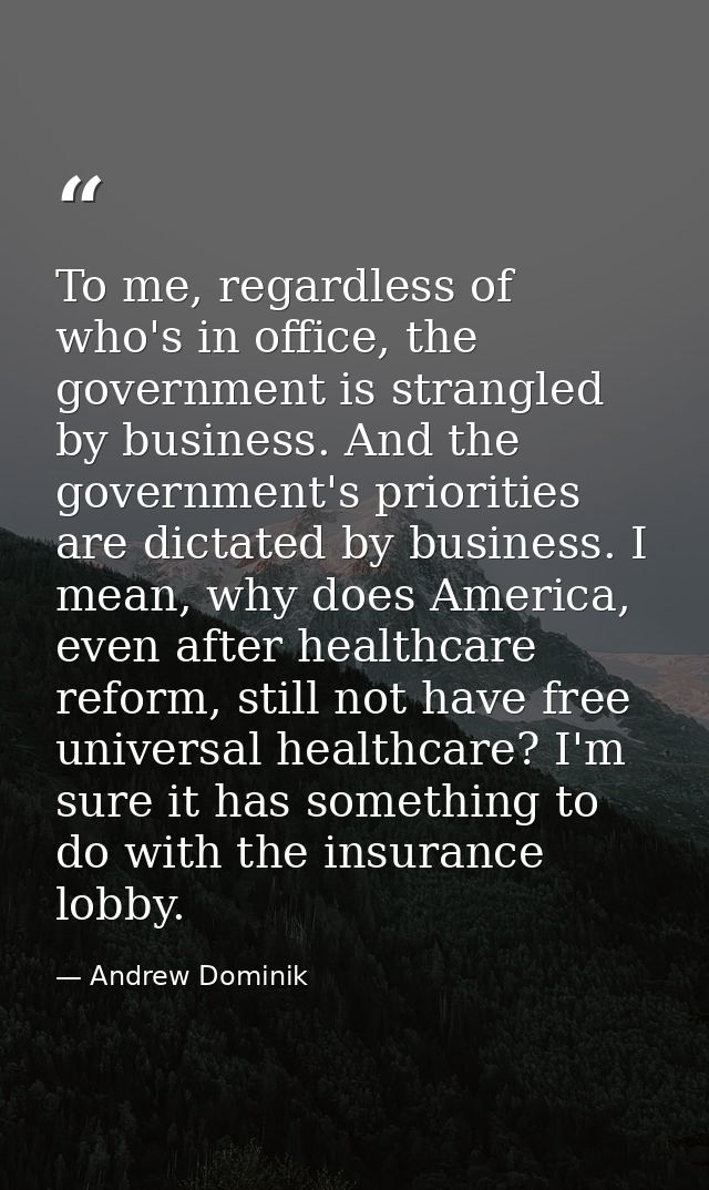 To me, regardless of who's in office, the government is strangled by business. And the government's priorities are dicta — Andrew Dominik