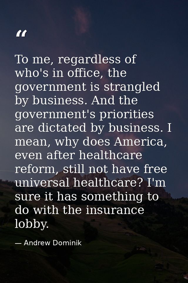 To me, regardless of who's in office, the government is strangled by business. And the government's priorities are dicta — Andrew Dominik