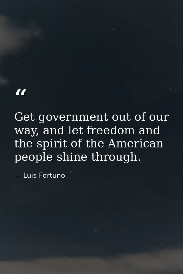 Get government out of our way, and let freedom and the spirit of the American people shine through. — Luis Fortuno