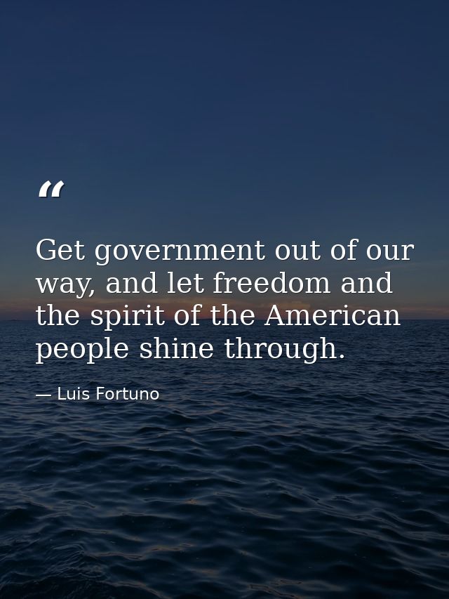 Get government out of our way, and let freedom and the spirit of the American people shine through. — Luis Fortuno