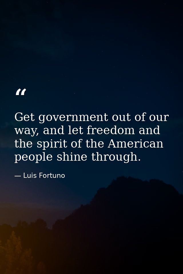 Get government out of our way, and let freedom and the spirit of the American people shine through. — Luis Fortuno