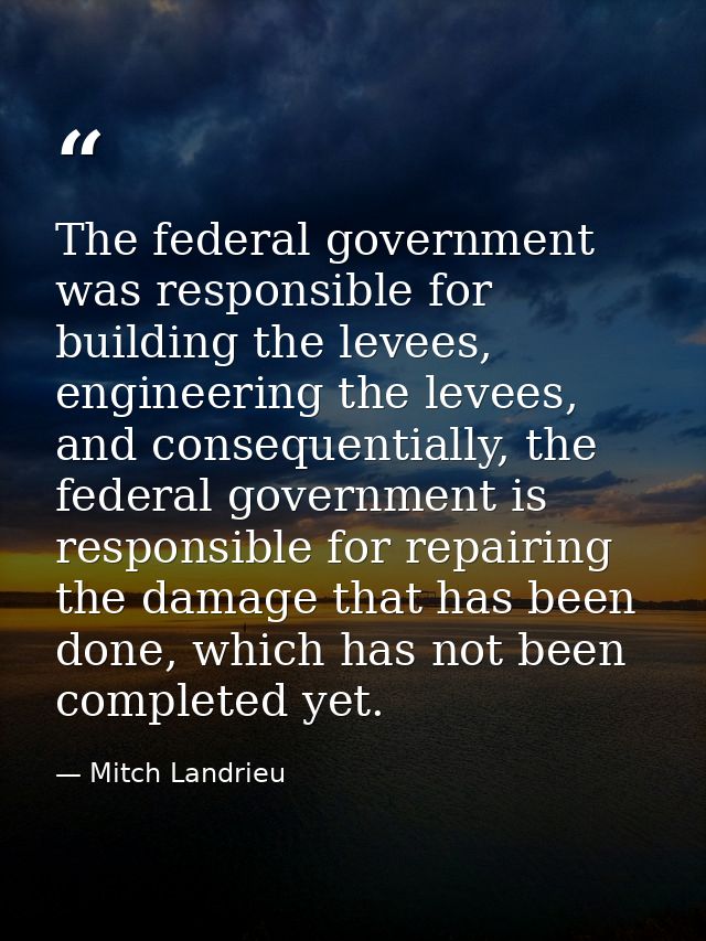 The federal government was responsible for building the levees, engineering the levees, and consequentially, the federal — Mitch Landrieu