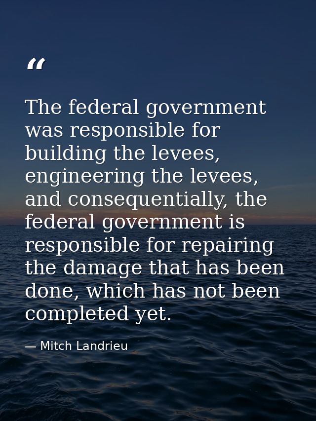 The federal government was responsible for building the levees, engineering the levees, and consequentially, the federal — Mitch Landrieu