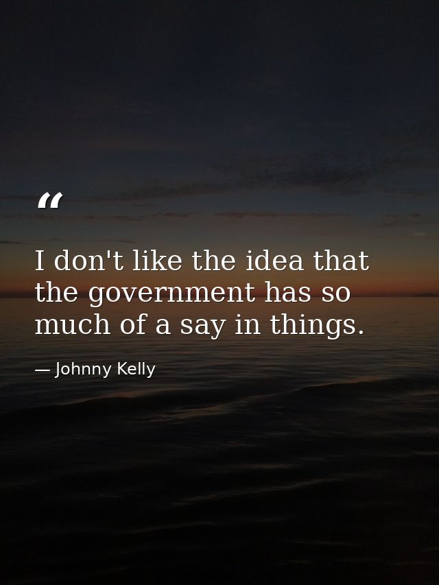 I don't like the idea that the government has so much of a say in things. — Johnny Kelly