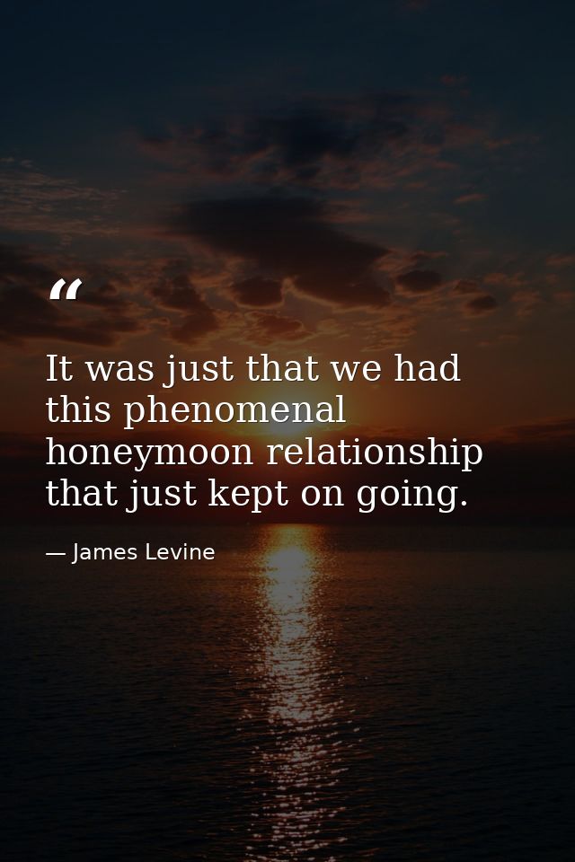 It was just that we had this phenomenal honeymoon relationship that just kept on going. — James Levine