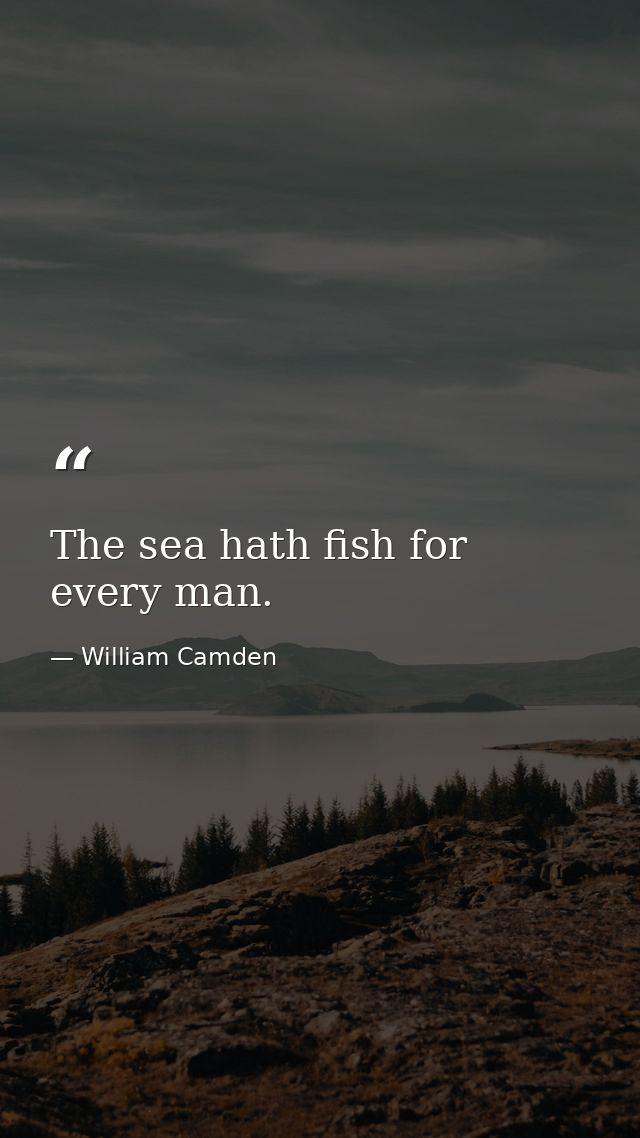 The sea hath fish for every man. — William Camden