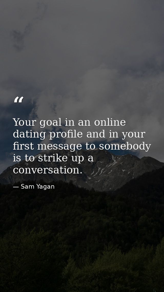 Your goal in an online dating profile and in your first message to somebody is to strike up a conversation. — Sam Yagan