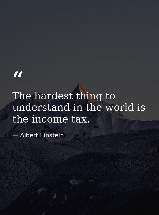 The hardest thing to understand in the world is the income tax. — Albert Einstein