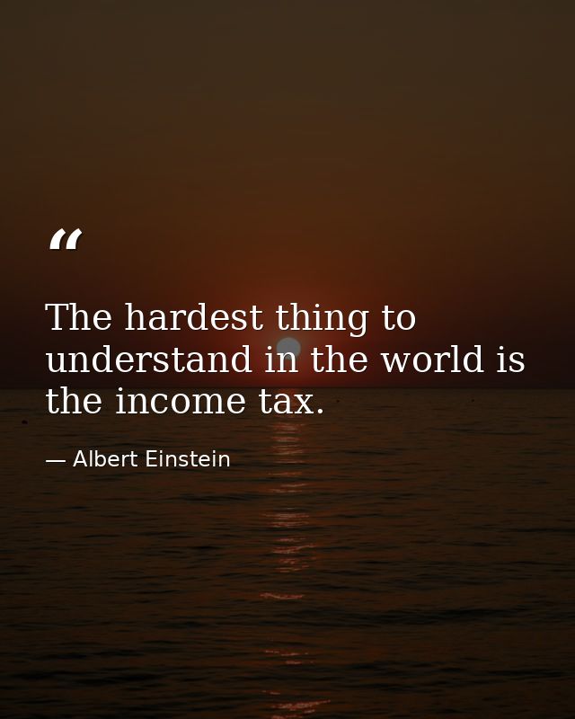 The hardest thing to understand in the world is the income tax. — Albert Einstein