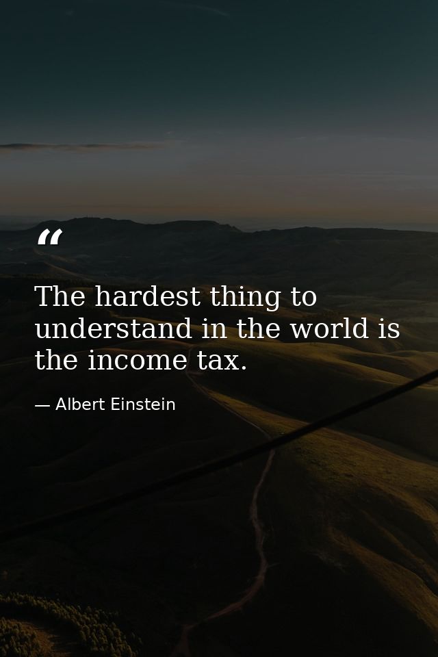 The hardest thing to understand in the world is the income tax. — Albert Einstein