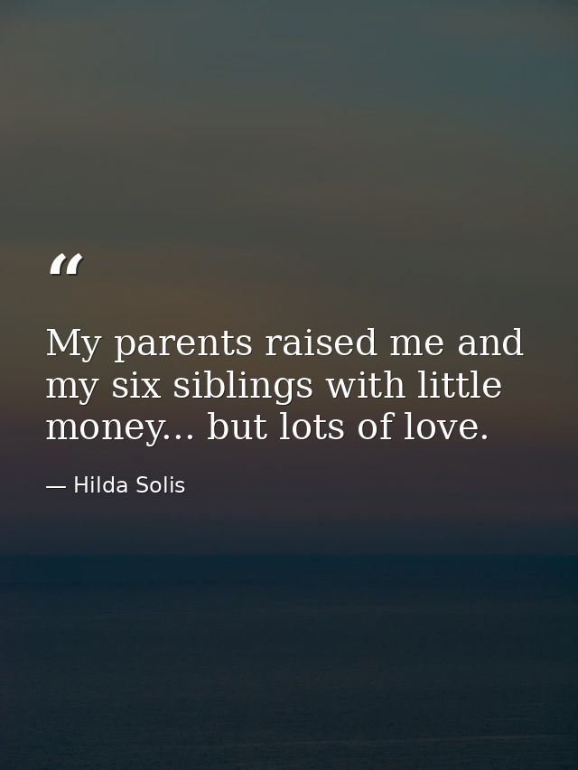 My parents raised me and my six siblings with little money... but lots of love. — Hilda Solis