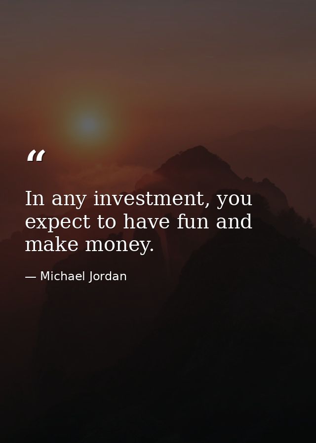 In any investment, you expect to have fun and make money. — Michael Jordan