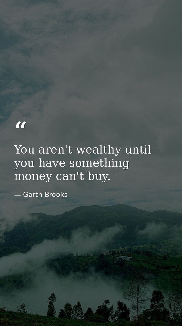 You aren't wealthy until you have something money can't buy. — Garth Brooks