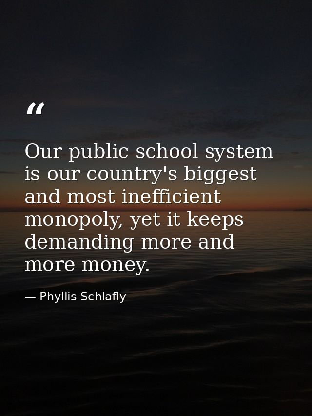 Our public school system is our country's biggest and most inefficient monopoly, yet it keeps demanding more and more mo — Phyllis Schlafly