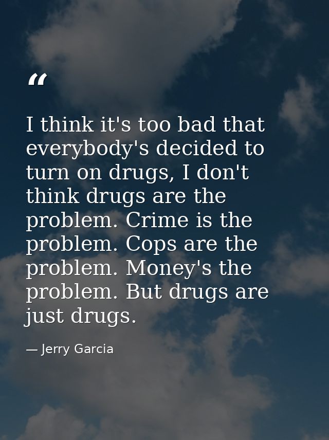 I think it's too bad that everybody's decided to turn on drugs, I don't think drugs are the problem. Crime is the proble — Jerry Garcia