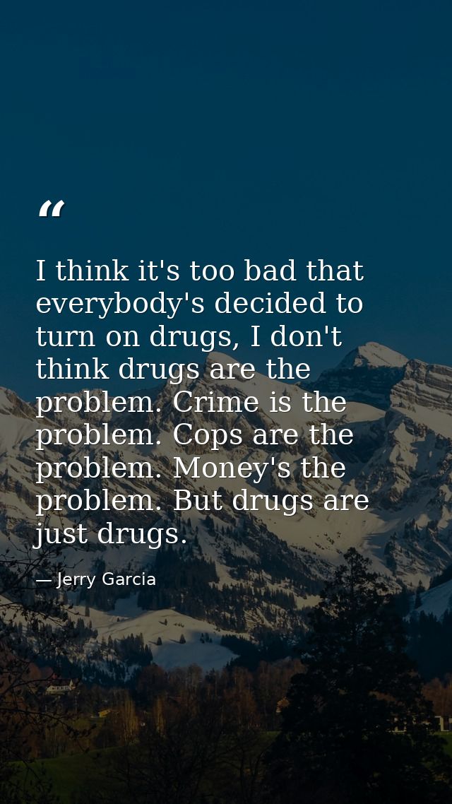 I think it's too bad that everybody's decided to turn on drugs, I don't think drugs are the problem. Crime is the proble — Jerry Garcia