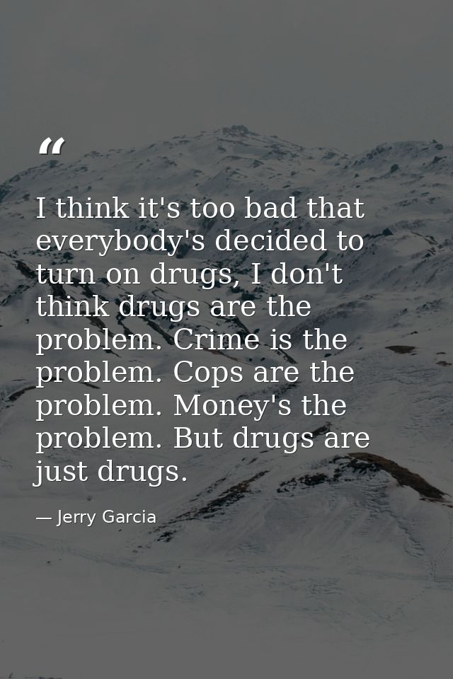I think it's too bad that everybody's decided to turn on drugs, I don't think drugs are the problem. Crime is the proble — Jerry Garcia