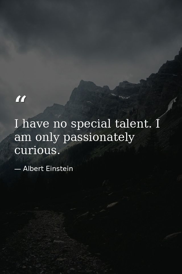 I have no special talent. I am only passionately curious. — Albert Einstein