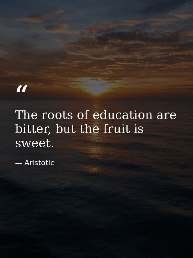 The roots of education are bitter, but the fruit is sweet. — Aristotle