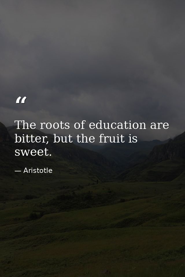 The roots of education are bitter, but the fruit is sweet. — Aristotle