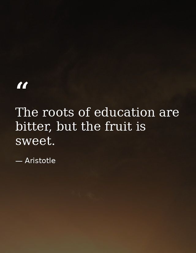 The roots of education are bitter, but the fruit is sweet. — Aristotle