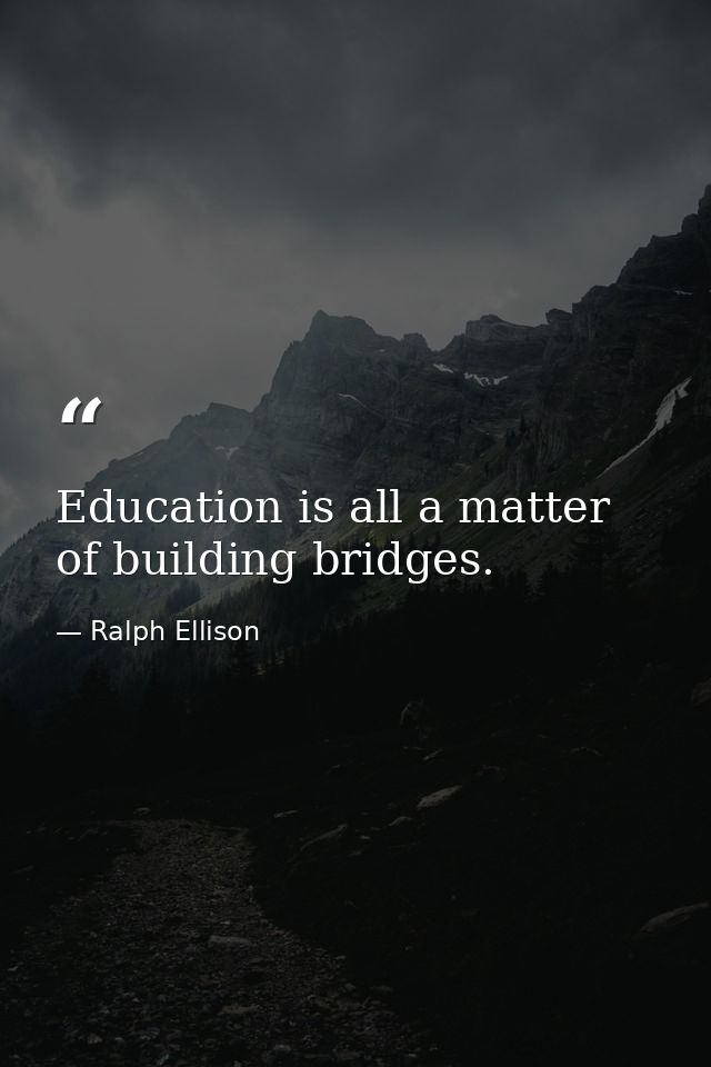Education is all a matter of building bridges. — Ralph Ellison