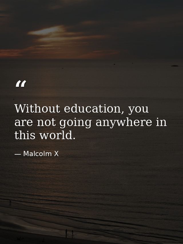 Without education, you are not going anywhere in this world. — Malcolm X