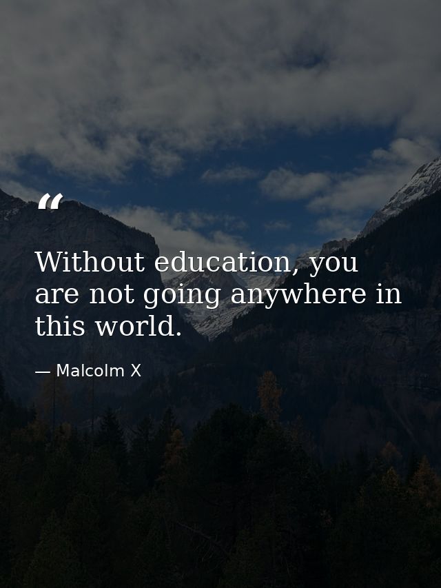 Without education, you are not going anywhere in this world. — Malcolm X