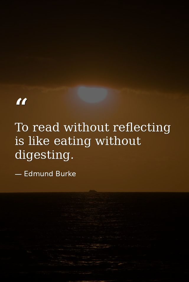 To read without reflecting is like eating without digesting. — Edmund Burke
