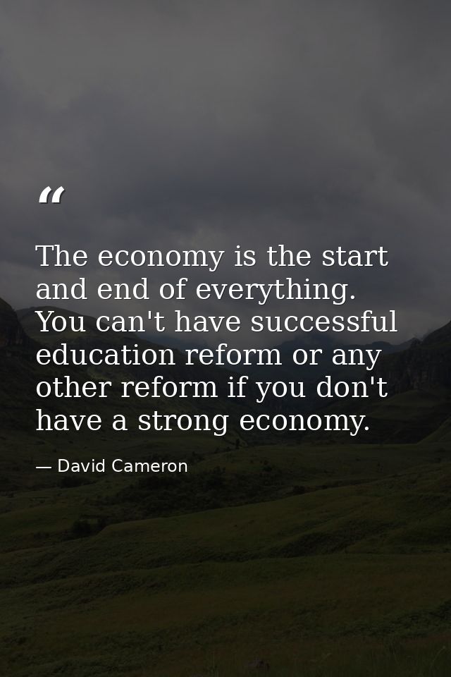 The economy is the start and end of everything. You can't have successful education reform or any other reform if you do — David Cameron