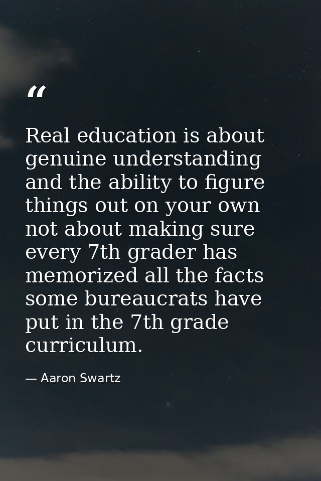 Real education is about genuine understanding and the ability to figure things out on your own not about making sure eve — Aaron Swartz