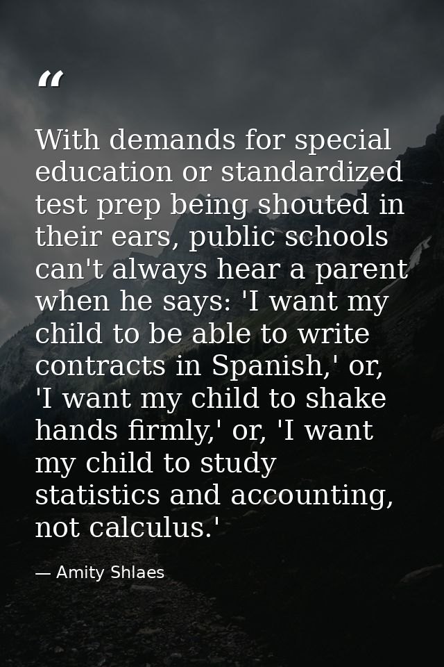 With demands for special education or standardized test prep being shouted in their ears, public schools can't always he — Amity Shlaes