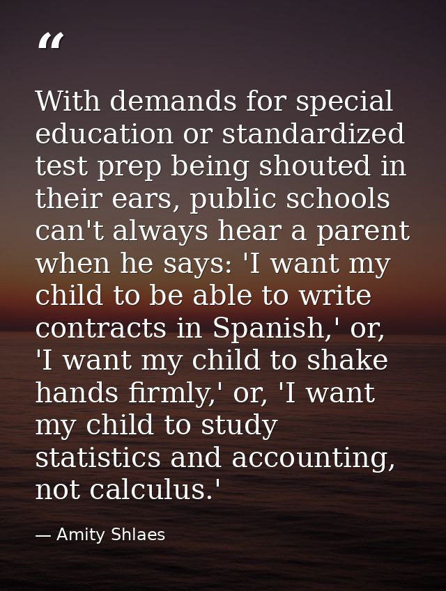 With demands for special education or standardized test prep being shouted in their ears, public schools can't always he — Amity Shlaes