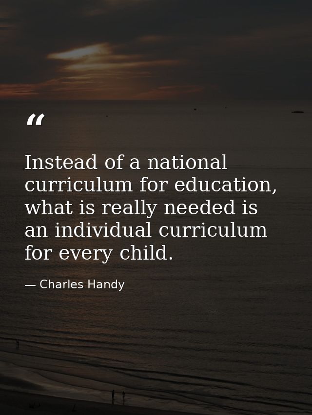 Instead of a national curriculum for education, what is really needed is an individual curriculum for every child. — Charles Handy