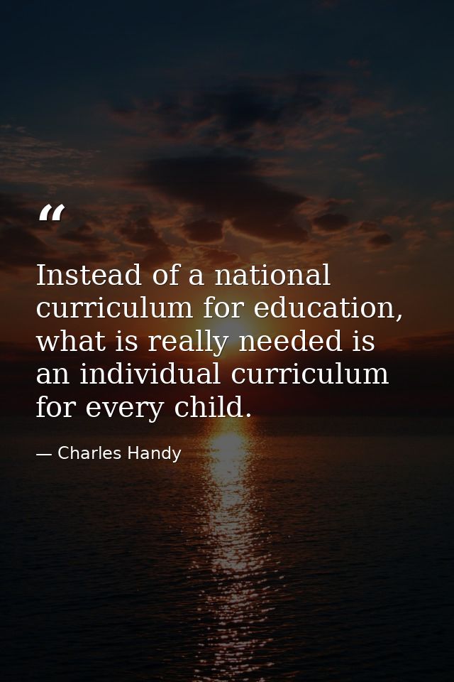 Instead of a national curriculum for education, what is really needed is an individual curriculum for every child. — Charles Handy