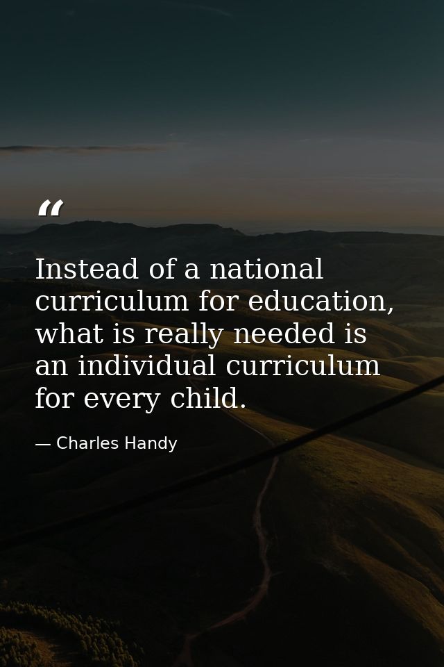 Instead of a national curriculum for education, what is really needed is an individual curriculum for every child. — Charles Handy