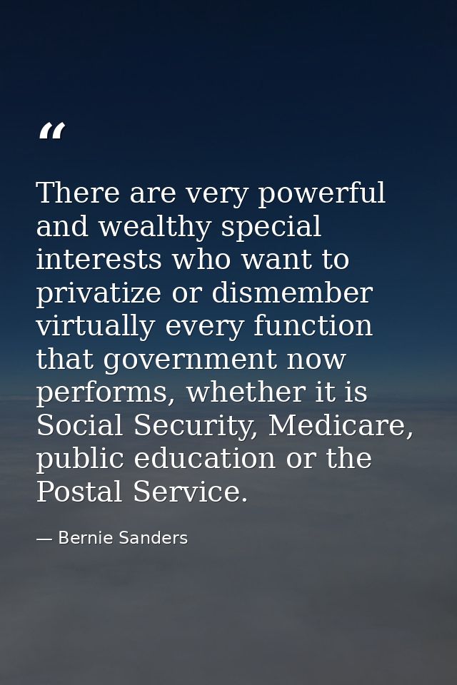 There are very powerful and wealthy special interests who want to privatize or dismember virtually every function that g — Bernie Sanders