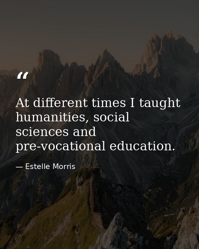 At different times I taught humanities, social sciences and pre-vocational education. — Estelle Morris