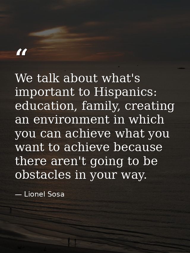 We talk about what's important to Hispanics: education, family, creating an environment in which you can achieve what yo — Lionel Sosa